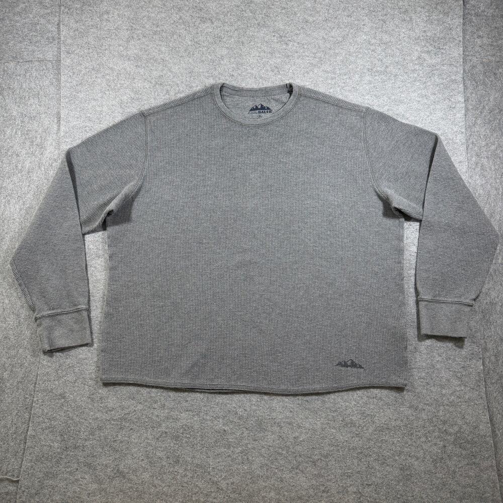 Eddie Bauer Thermal Shirt Mens XL Gray Waffle Knit Crew Neck Cotton Outdoor